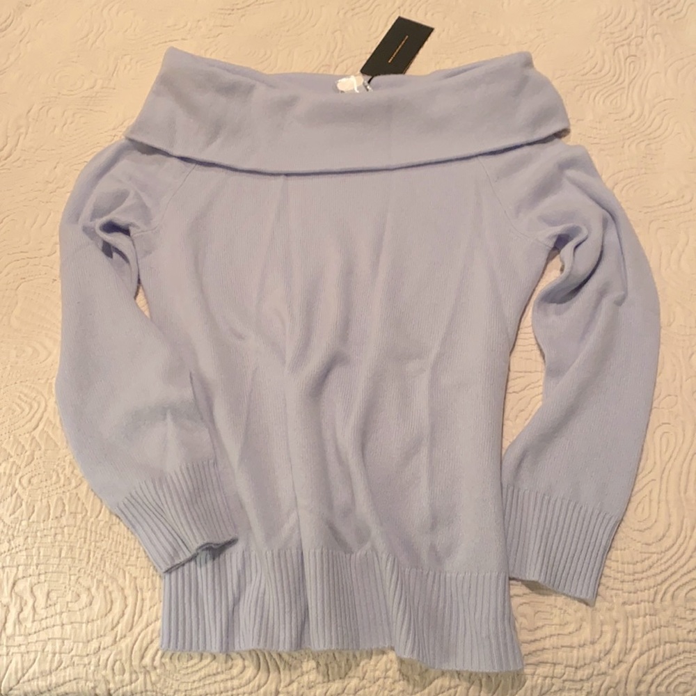 Nice blue Melani cowl neck cashmere sweater, L NWT